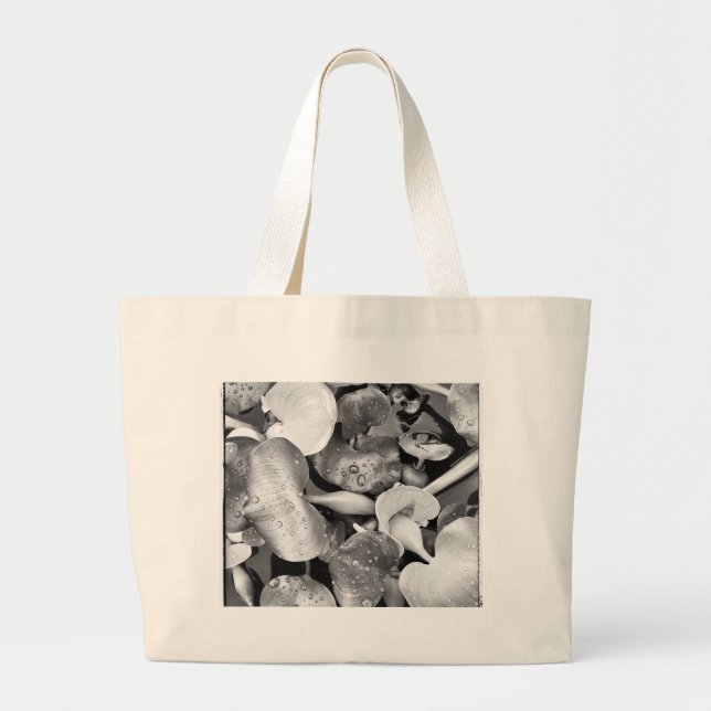 Pond Plants and Black and White Large Tote Bag (Front)