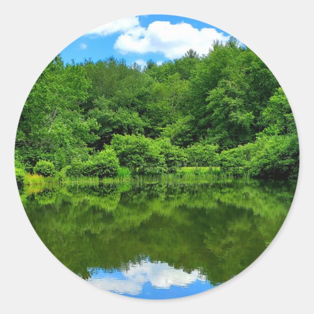 Pond Reflection Classic Round Sticker (Front)