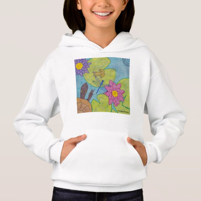 Pond Scene (white) - Girl's Hoodie (Front)
