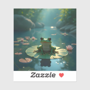 Pond Sentinel – Frog Wildlife Art Square Vinyl Sticker