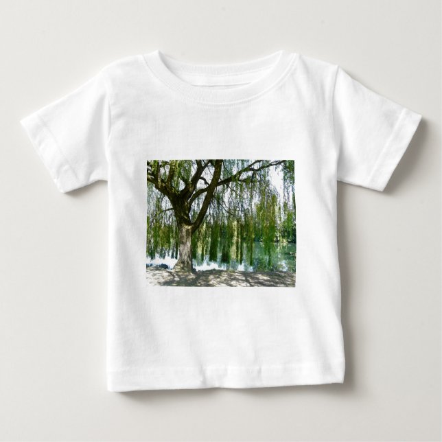 Pond through the Weeping Willow Tree Baby T-Shirt (Front)