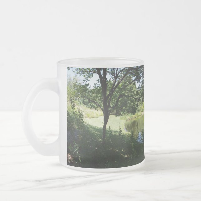 Pond View Frosted Glass Coffee Mug (Left)