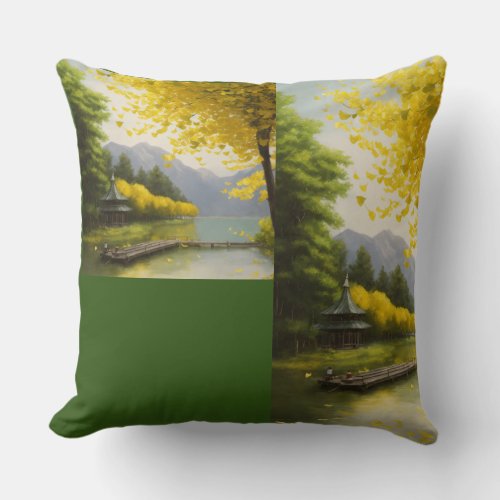 Pond with Nature Throw Pillow