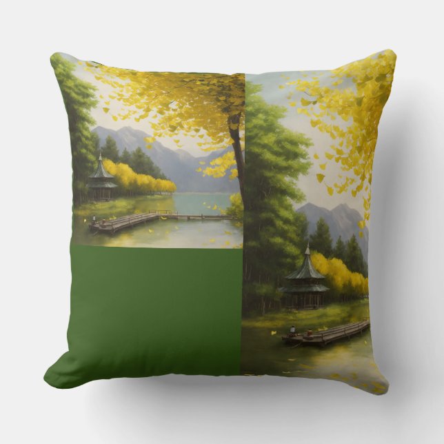Pond with Nature Throw Pillow (Front)