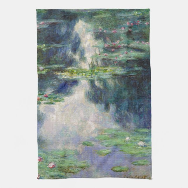 Pond with Water Lilies Monet Fine Art Kitchen Towel (Vertical)