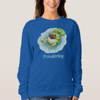 Pondering Frog Reading Book  Sweatshirt