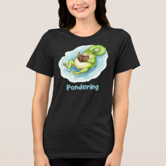Pondering Frog Reading Book T-shirt Tri-Blend Shirt