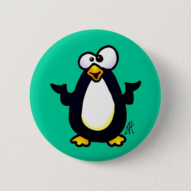 Pondering Penguin Pinback Button (Front)