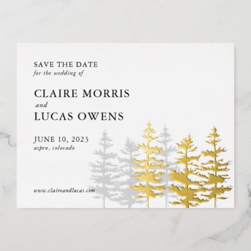 Ponderosa Pines Save the Date Foil Invitation Postcard