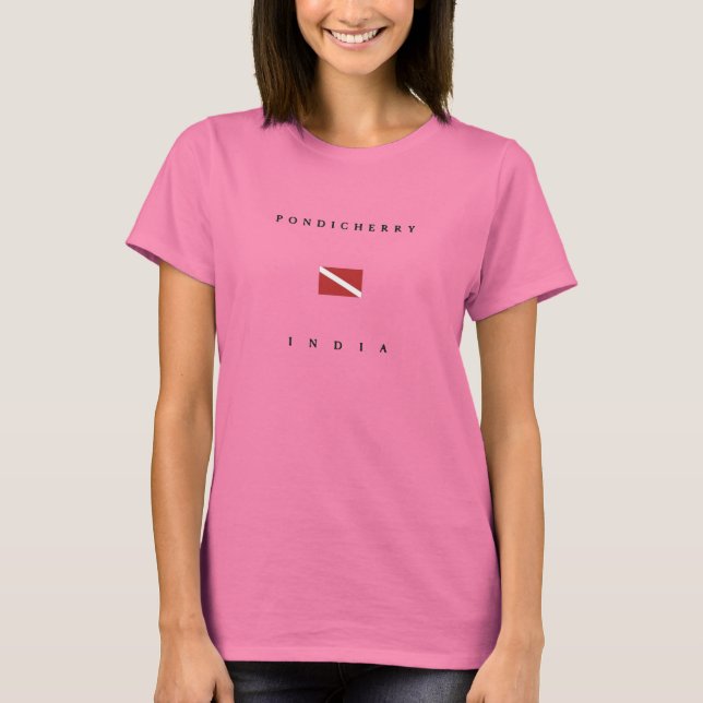 Pondicherry India Scuba Dive Flag T-Shirt (Front)