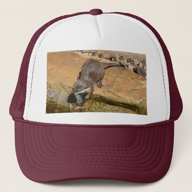 **"Pondside Feast: An Otter and His Catch"**  Trucker Hat (Front)