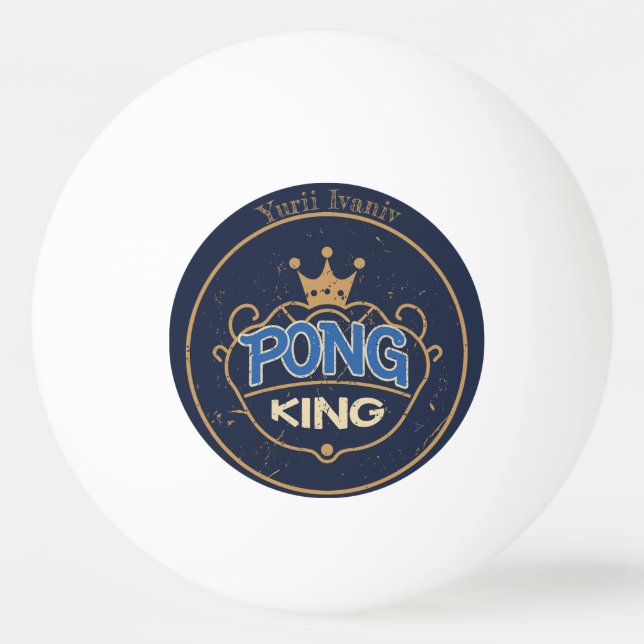 Pong King Blue Ping Pong Ball (Front)