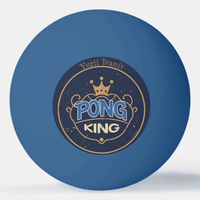 Pong King Blue Ping Pong Ball (Front)
