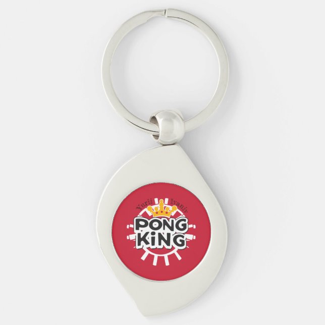 Pong King Red Keychain (Front)
