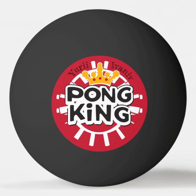 Pong King Red Ping Pong Ball (Front)