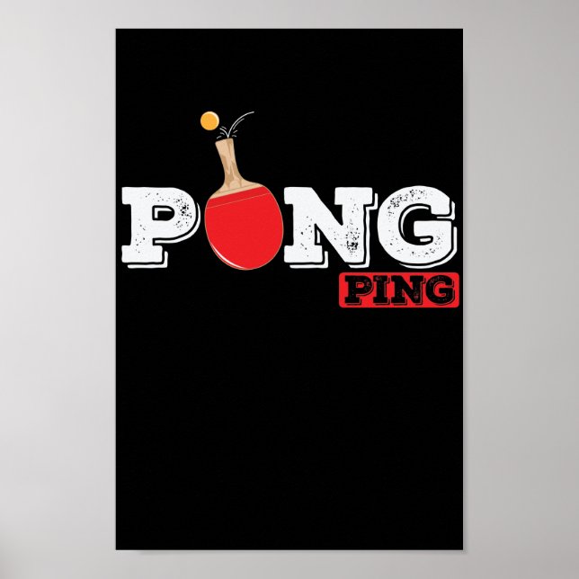 Pong Ping Spieler Tischtenniskelle mit Ball Poster (Front)