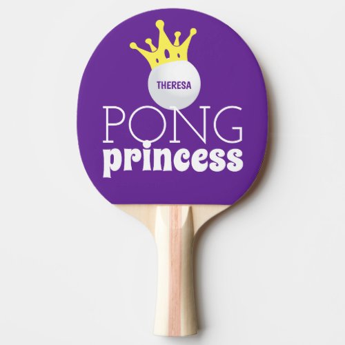 Pong Princess Purple Personalized Name Ping Pong Paddle