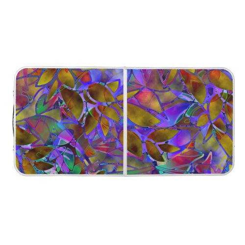 Pong Table Floral Abstract Stained Glass