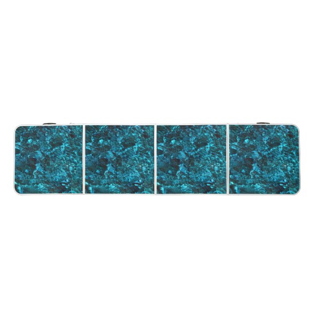 Pong Table with  aqua marine teal water pattern (Top)