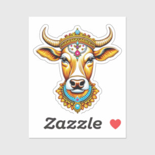 Pongal Decorated Cow Sticker