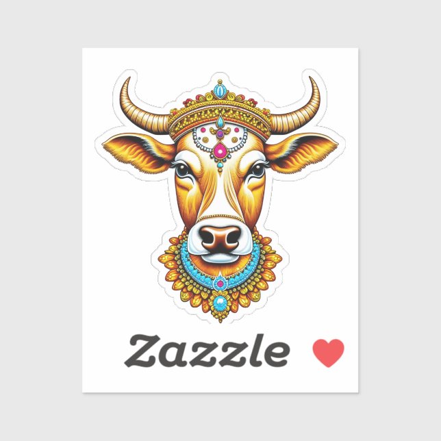 Pongal Decorated Cow Sticker (Sheet)