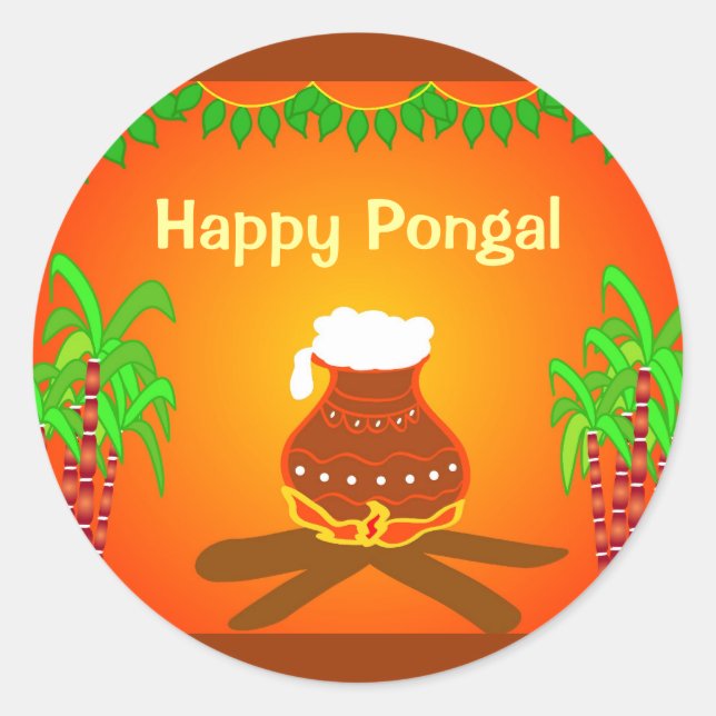 Pongal - South Indian festival Classic Round Sticker (Front)