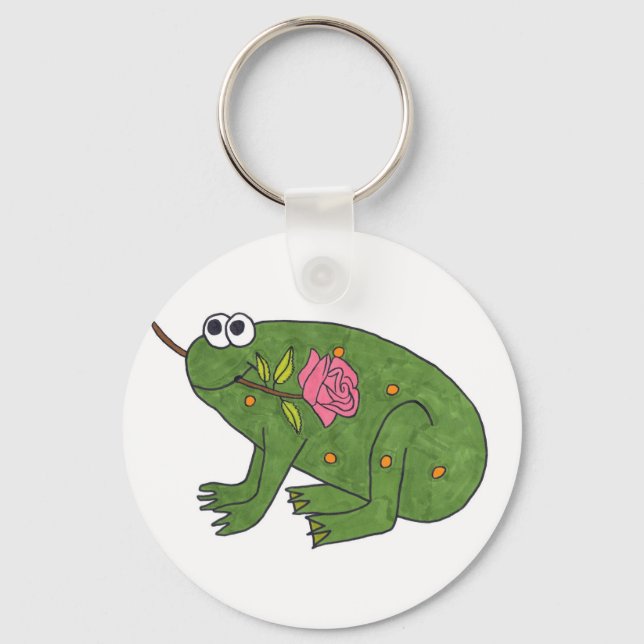 Pongo Frog with Rose (Keychain) Keychain (Front)