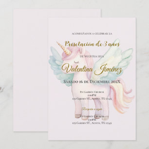 Ponies 3st birthday in Spanish Invitation