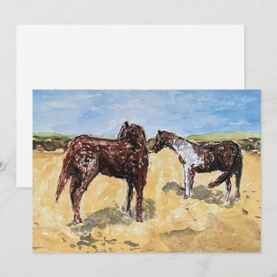 Ponies at Assateague Island Flat Holiday Card