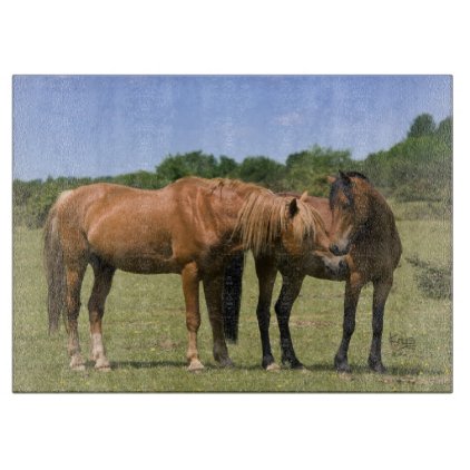 Ponies in Love Glass Cutting Board