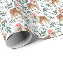 Ponies in Santa Hats Christmas Wrapping Paper