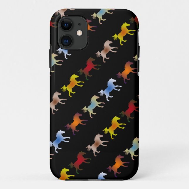 Ponies on Black Case-Mate iPhone Case (Back)