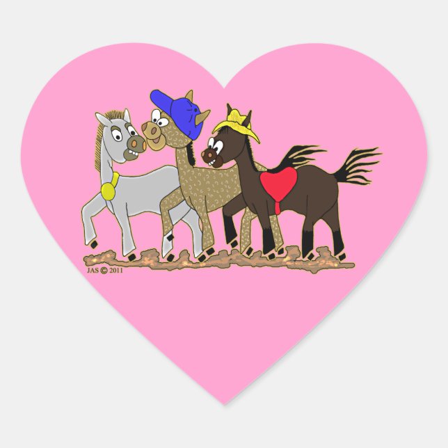 Ponies Three Heart Sticker (Front)