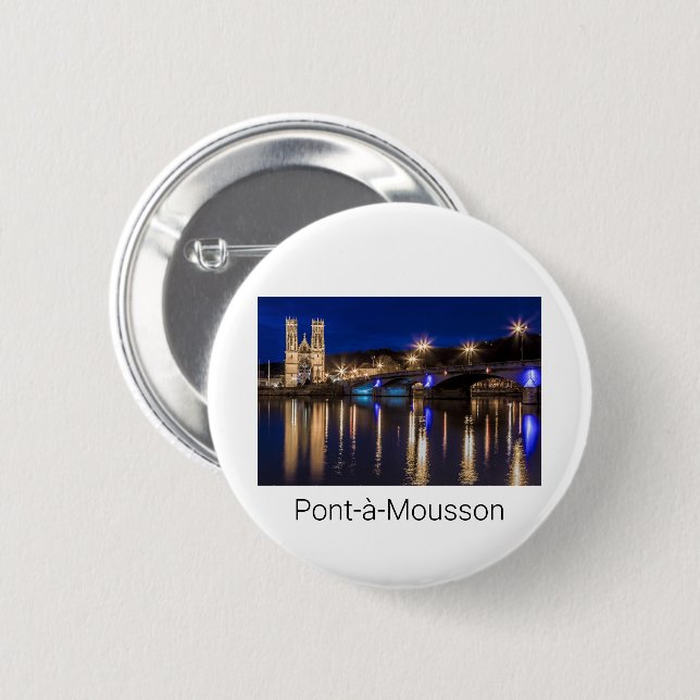 Pont a Mousson Panorama with Moselle Souvenir Button (Front & Back)
