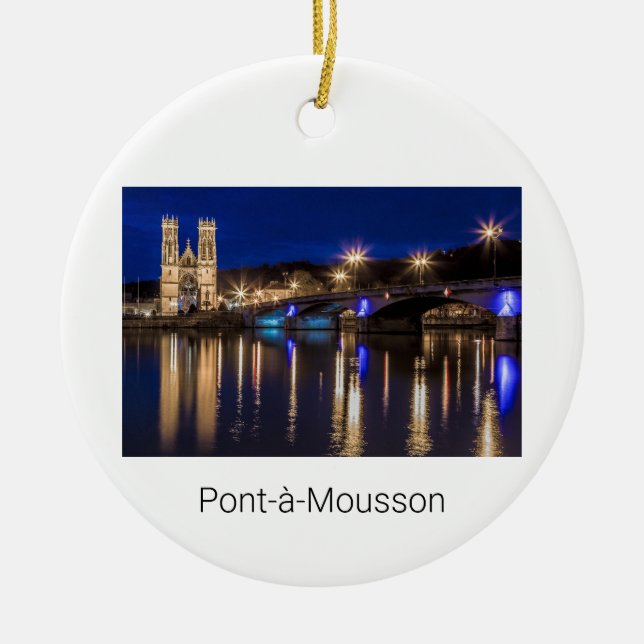 Pont a Mousson Panorama with Moselle Souvenir Ceramic Ornament (Front)