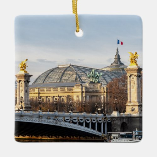 Pont Alexandre III and Grand Palais at golden hour Ceramic Ornament