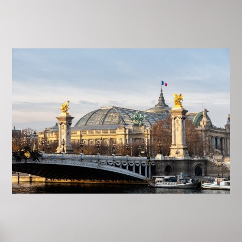 Pont Alexandre III and Grand Palais at golden hour Poster