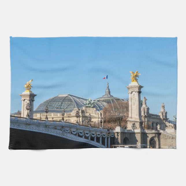 Pont Alexandre III and Grand Palais on a sunny day Kitchen Towel (Horizontal)