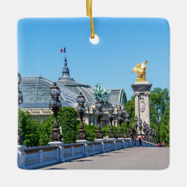 Pont Alexandre III and Grand Palais, Paris, France Ceramic Ornament (Front)