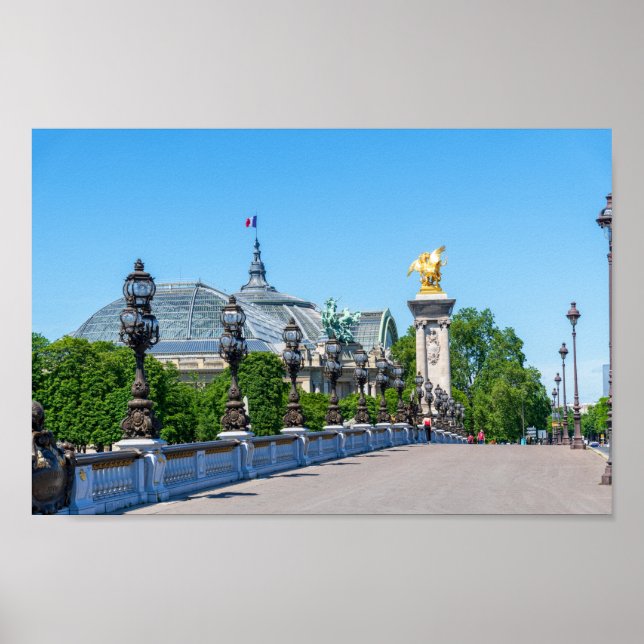 Pont Alexandre III and Grand Palais, Paris, France Poster (Front)