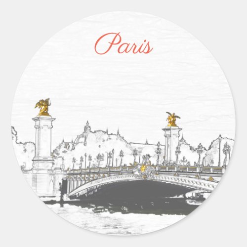 Pont Alexandre III on Seine River _ Paris France Classic Round Sticker