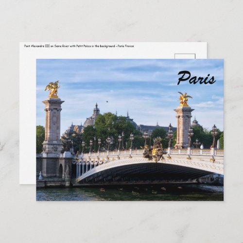 Pont Alexandre III on Seine River _ Paris France Postcard