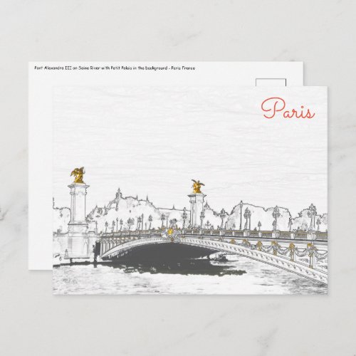 Pont Alexandre III on Seine River _ Paris France Postcard