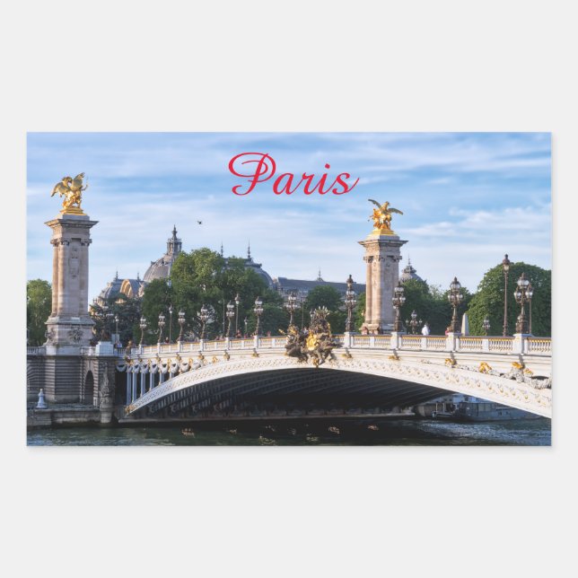 Pont Alexandre III on Seine River - Paris, France Rectangular Sticker (Front)