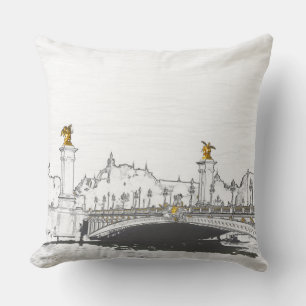 Pont Alexandre III on Seine River - Paris France Throw Pillow
