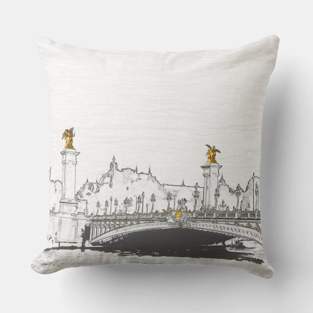 Pont Alexandre III on Seine River - Paris France Throw Pillow (Front)