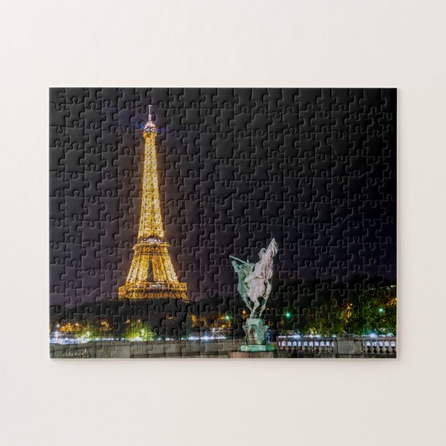 Pont de Bir-Hakeim at night - Paris, France Jigsaw Puzzle (Horizontal)