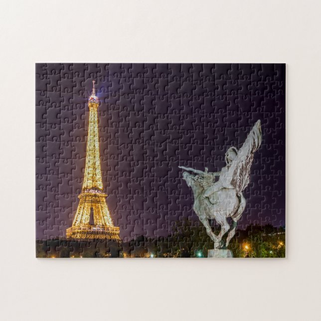Pont de Bir-Hakeim at night - Paris, France Jigsaw Puzzle (Horizontal)