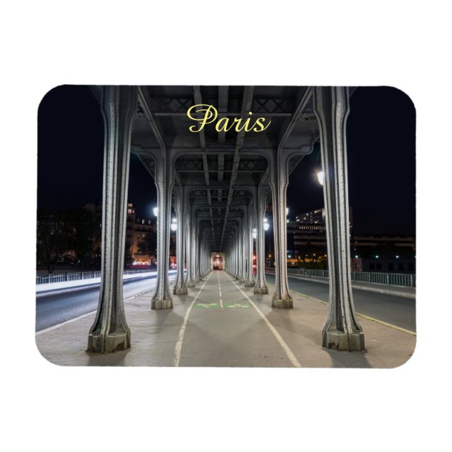 Pont de Bir-Hakeim at night - Paris, France Magnet (Horizontal)
