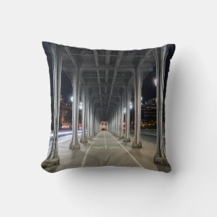 Pont de Bir-Hakeim at night - Paris, France Throw Pillow